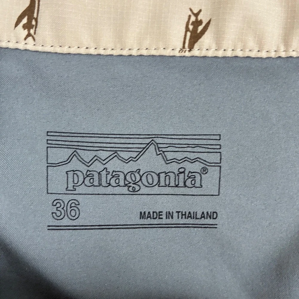 Patagonia Mens Striped Board Shorts Grey Black Teal Swim Trunks 86612 Size 36